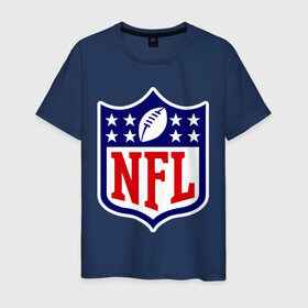 Мужская футболка хлопок с принтом NFL в Санкт-Петербурге, 100% хлопок | прямой крой, круглый вырез горловины, длина до линии бедер, слегка спущенное плечо. | американский футбол | регби