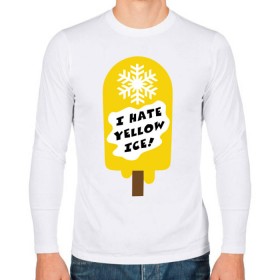 Мужской лонгслив хлопок с принтом I hate yellow ice в Санкт-Петербурге, 100% хлопок |  | yellow ice | желтое мороженое | желтый лед | желтый снег | зимний спорт | коньки | лыжи | ненавижу желтый снег | сноуборд