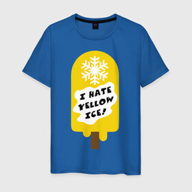 Мужская футболка хлопок с принтом I hate yellow ice в Санкт-Петербурге, 100% хлопок | прямой крой, круглый вырез горловины, длина до линии бедер, слегка спущенное плечо. | yellow ice | желтое мороженое | желтый лед | желтый снег | зимний спорт | коньки | лыжи | ненавижу желтый снег | сноуборд