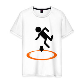 Мужская футболка хлопок с принтом Portal (Портал) в Санкт-Петербурге, 100% хлопок | прямой крой, круглый вырез горловины, длина до линии бедер, слегка спущенное плечо. | portal | игра | игры | компьютерные игры | портал