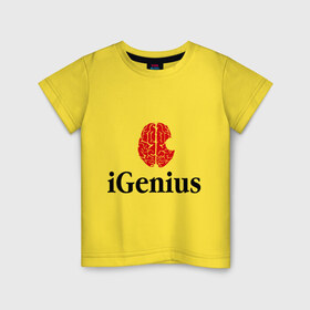 Детская футболка хлопок с принтом iGenius (Я гений) в Санкт-Петербурге, 100% хлопок | круглый вырез горловины, полуприлегающий силуэт, длина до линии бедер | 