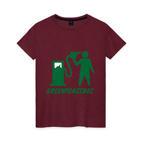 Женская футболка хлопок с принтом Greenpeacedec (1) в Санкт-Петербурге, 100% хлопок | прямой крой, круглый вырез горловины, длина до линии бедер, слегка спущенное плечо | green peace | азс | бензин | грин пис | заправка | мат | экология