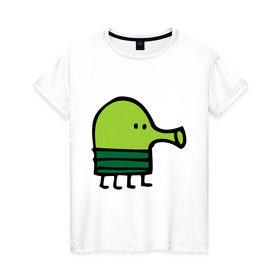 Женская футболка хлопок с принтом doodle jump в Санкт-Петербурге, 100% хлопок | прямой крой, круглый вырез горловины, длина до линии бедер, слегка спущенное плечо | дудл джамп