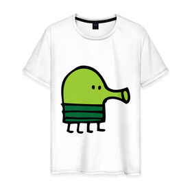 Мужская футболка хлопок с принтом doodle jump в Санкт-Петербурге, 100% хлопок | прямой крой, круглый вырез горловины, длина до линии бедер, слегка спущенное плечо. | дудл джамп