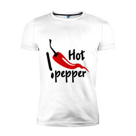 Мужская футболка премиум с принтом горячий pepper в Санкт-Петербурге, 92% хлопок, 8% лайкра | приталенный силуэт, круглый вырез ворота, длина до линии бедра, короткий рукав | hot | pepper | горячий | жгучий | ковбой | ловелас | мачо | парень | перец | перчик | страстный | страсть