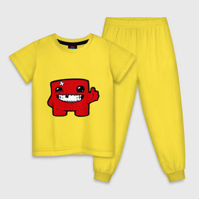 Детская пижама хлопок с принтом Super Meat Boy в Санкт-Петербурге, 100% хлопок |  брюки и футболка прямого кроя, без карманов, на брюках мягкая резинка на поясе и по низу штанин
 | meatboy