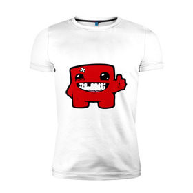 Мужская футболка премиум с принтом Super Meat Boy в Санкт-Петербурге, 92% хлопок, 8% лайкра | приталенный силуэт, круглый вырез ворота, длина до линии бедра, короткий рукав | meatboy