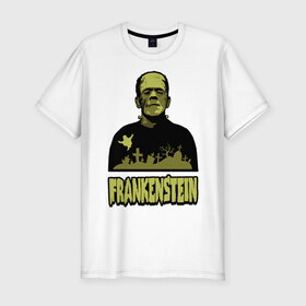 Мужская футболка премиум с принтом Франкенштейн (1) в Санкт-Петербурге, 92% хлопок, 8% лайкра | приталенный силуэт, круглый вырез ворота, длина до линии бедра, короткий рукав | frankenstein | монстр | франкенштейн | чудище | чудовище