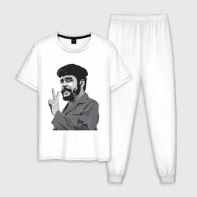 Мужская пижама хлопок с принтом Peace Che Guevara в Санкт-Петербурге, 100% хлопок | брюки и футболка прямого кроя, без карманов, на брюках мягкая резинка на поясе и по низу штанин
 | че гевара