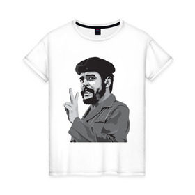 Женская футболка хлопок с принтом Peace Che Guevara в Санкт-Петербурге, 100% хлопок | прямой крой, круглый вырез горловины, длина до линии бедер, слегка спущенное плечо | че гевара