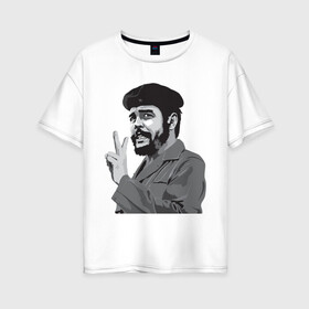 Женская футболка хлопок Oversize с принтом Peace Che Guevara в Санкт-Петербурге, 100% хлопок | свободный крой, круглый ворот, спущенный рукав, длина до линии бедер
 | че гевара