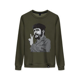 Женский свитшот хлопок с принтом Peace Che Guevara в Санкт-Петербурге, 100% хлопок | прямой крой, круглый вырез, на манжетах и по низу широкая трикотажная резинка  | че гевара