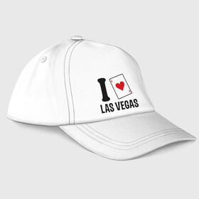 Бейсболка с принтом I Love Las Vegas в Санкт-Петербурге, 100% хлопок | классический козырек, металлическая застежка-регулятор размера | i love | азартные игры | америка | вегас | казино | карты | колода | лас | рулетка | туз