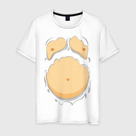 Мужская футболка хлопок с принтом Пивной живот в Санкт-Петербурге, 100% хлопок | прямой крой, круглый вырез горловины, длина до линии бедер, слегка спущенное плечо. | р рванная
