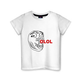 Детская футболка хлопок с принтом OLOLO в Санкт-Петербурге, 100% хлопок | круглый вырез горловины, полуприлегающий силуэт, длина до линии бедер | интернет мемы | интернет приколы | кричащая рожа | мемы | мемы интернета | ололо | ололошка | рожа