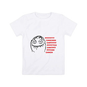 Детская футболка хлопок с принтом PFFFFFT в Санкт-Петербурге, 100% хлопок | круглый вырез горловины, полуприлегающий силуэт, длина до линии бедер | trallface | довольная рожа | интернет мемы | интернет приколы | мемы | мемы интернета | пф | пффф | рожа | ряха
