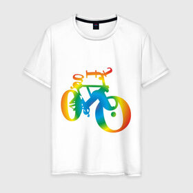 Мужская футболка хлопок с принтом Велобуквы полноцвет в Санкт-Петербурге, 100% хлопок | прямой крой, круглый вырез горловины, длина до линии бедер, слегка спущенное плечо. | алфавит | буквы | велосипед