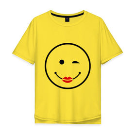 Мужская футболка хлопок Oversize с принтом Смайл девчачий в Санкт-Петербурге, 100% хлопок | свободный крой, круглый ворот, “спинка” длиннее передней части | smile | девушка | для девушек | смайл | смайлик | улыбка