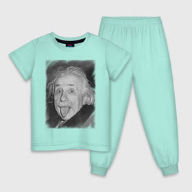 Детская пижама хлопок с принтом Энштейн язык в Санкт-Петербурге, 100% хлопок |  брюки и футболка прямого кроя, без карманов, на брюках мягкая резинка на поясе и по низу штанин
 | einstein | высунутый язык | знаменитость | знаменитые личности | ученый | физик | эйнштейн | язык