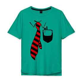 Мужская футболка хлопок Oversize с принтом галстук работника в Санкт-Петербурге, 100% хлопок | свободный крой, круглый ворот, “спинка” длиннее передней части | Тематика изображения на принте: воротник | карман | костюм | офис | работа | работать | рубашка | ручка | сотрудник