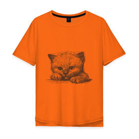 Мужская футболка хлопок Oversize с принтом Самый милый котёнок в Санкт-Петербурге, 100% хлопок | свободный крой, круглый ворот, “спинка” длиннее передней части | домашние животные | кот | котенок | котик | коты | кошка | кошки | милый котенок