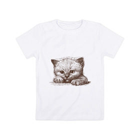 Детская футболка хлопок с принтом Самый милый котёнок в Санкт-Петербурге, 100% хлопок | круглый вырез горловины, полуприлегающий силуэт, длина до линии бедер | домашние животные | кот | котенок | котик | коты | кошка | кошки | милый котенок
