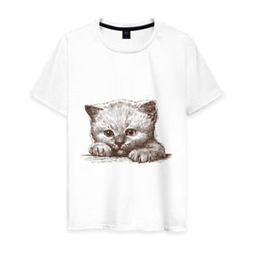 Мужская футболка хлопок с принтом Самый милый котёнок в Санкт-Петербурге, 100% хлопок | прямой крой, круглый вырез горловины, длина до линии бедер, слегка спущенное плечо. | домашние животные | кот | котенок | котик | коты | кошка | кошки | милый котенок