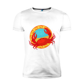 Мужская футболка премиум с принтом Крутой зодиак - Рак в Санкт-Петербурге, 92% хлопок, 8% лайкра | приталенный силуэт, круглый вырез ворота, длина до линии бедра, короткий рукав | знаки зодиака | зодиак | рак | раки