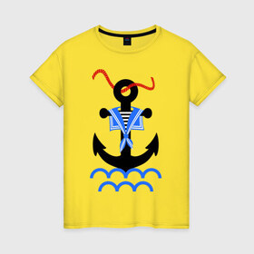Женская футболка хлопок с принтом морской якорь в Санкт-Петербурге, 100% хлопок | прямой крой, круглый вырез горловины, длина до линии бедер, слегка спущенное плечо | волны | канат | капитан | катер | корабль | море | моряк | плавание | порт | пристань | река | судоходный | тельняшка