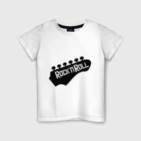 Детская футболка хлопок с принтом Rock-n-roll в Санкт-Петербурге, 100% хлопок | круглый вырез горловины, полуприлегающий силуэт, длина до линии бедер | гитара