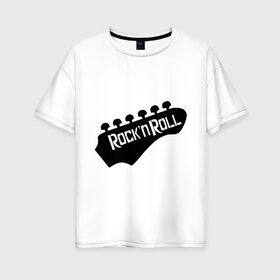 Женская футболка хлопок Oversize с принтом Rock-n-roll в Санкт-Петербурге, 100% хлопок | свободный крой, круглый ворот, спущенный рукав, длина до линии бедер
 | гитара