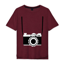 Мужская футболка хлопок Oversize с принтом фотик на шее в Санкт-Петербурге, 100% хлопок | свободный крой, круглый ворот, “спинка” длиннее передней части | для туриста | путешественник | турист | туристу | фотик | фото | фотоаппарат | фотоаппарат на шее | фотограф