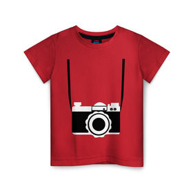 Детская футболка хлопок с принтом фотик на шее в Санкт-Петербурге, 100% хлопок | круглый вырез горловины, полуприлегающий силуэт, длина до линии бедер | для туриста | путешественник | турист | туристу | фотик | фото | фотоаппарат | фотоаппарат на шее | фотограф