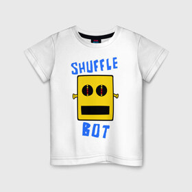 Детская футболка хлопок с принтом SHUFFLE BOT в Санкт-Петербурге, 100% хлопок | круглый вырез горловины, полуприлегающий силуэт, длина до линии бедер | shuffle bot | бот | музыка | музыкальный автомат | робот