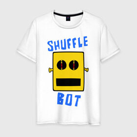 Мужская футболка хлопок с принтом SHUFFLE BOT в Санкт-Петербурге, 100% хлопок | прямой крой, круглый вырез горловины, длина до линии бедер, слегка спущенное плечо. | shuffle bot | бот | музыка | музыкальный автомат | робот