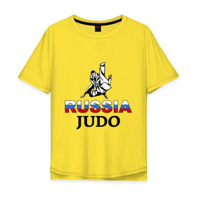Мужская футболка хлопок Oversize с принтом Russia judo в Санкт-Петербурге, 100% хлопок | свободный крой, круглый ворот, “спинка” длиннее передней части | дзюдо