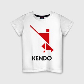 Детская футболка хлопок с принтом Кендо лого в Санкт-Петербурге, 100% хлопок | круглый вырез горловины, полуприлегающий силуэт, длина до линии бедер | Тематика изображения на принте: 