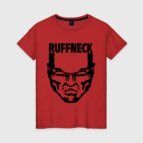 Женская футболка хлопок с принтом Ruffneck в Санкт-Петербурге, 100% хлопок | прямой крой, круглый вырез горловины, длина до линии бедер, слегка спущенное плечо | dj | ruffneck | диджей | лицо | музыка | обложка