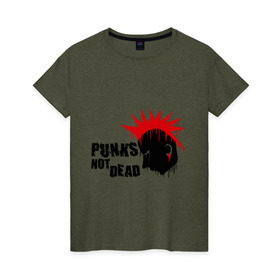 Женская футболка хлопок с принтом Punks not dead (1) в Санкт-Петербурге, 100% хлопок | прямой крой, круглый вырез горловины, длина до линии бедер, слегка спущенное плечо | punks | панк | панк не умрет | стиль панк