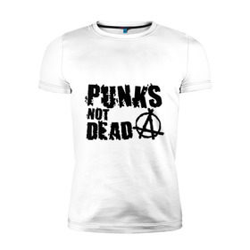 Мужская футболка премиум с принтом Punks not dead (2) в Санкт-Петербурге, 92% хлопок, 8% лайкра | приталенный силуэт, круглый вырез ворота, длина до линии бедра, короткий рукав | punks | анархия | панк | панк не умрет | стиль панк