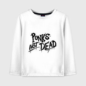 Детский лонгслив хлопок с принтом Punks not dead в Санкт-Петербурге, 100% хлопок | круглый вырез горловины, полуприлегающий силуэт, длина до линии бедер | punks | панк | панк не умрет | стиль панк