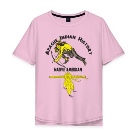 Мужская футболка хлопок Oversize с принтом Apache Indian History 3 в Санкт-Петербурге, 100% хлопок | свободный крой, круглый ворот, “спинка” длиннее передней части | Тематика изображения на принте: american | native | америка | апачи | вождь | индеец | индейцы | исторический | история | коренные американцы | перья