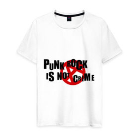 Мужская футболка хлопок с принтом PUNK ROCK IS NOT A CRIME в Санкт-Петербурге, 100% хлопок | прямой крой, круглый вырез горловины, длина до линии бедер, слегка спущенное плечо. | Тематика изображения на принте: is not a crime | punk | punk rock | rock | анархизм | анархия | знак анархии | панк | панк рок | панк рок это не криминал | рок