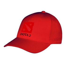 Бейсболка с принтом Logo Dota 2 в Санкт-Петербурге, 100% хлопок | классический козырек, металлическая застежка-регулятор размера | Тематика изображения на принте: dota | dota 2 | media | дота | дота 2 | игры | компьютерные игры