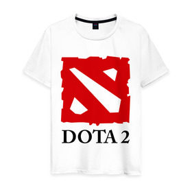 Мужская футболка хлопок с принтом Logo Dota 2 в Санкт-Петербурге, 100% хлопок | прямой крой, круглый вырез горловины, длина до линии бедер, слегка спущенное плечо. | dota | dota 2 | media | дота | дота 2 | игры | компьютерные игры