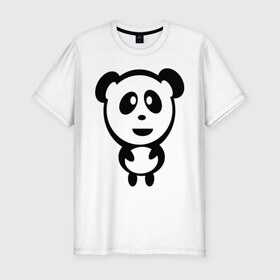 Мужская футболка премиум с принтом Милая панда в Санкт-Петербурге, 92% хлопок, 8% лайкра | приталенный силуэт, круглый вырез ворота, длина до линии бедра, короткий рукав | panda | животное | зверушка | зверь | медведь | медвежонок | мишка | мишутка