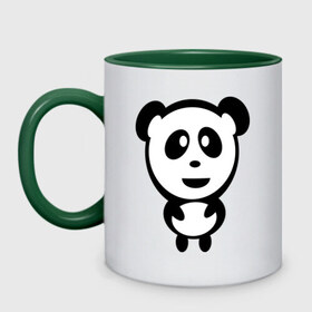 Кружка двухцветная с принтом Милая панда в Санкт-Петербурге, керамика | объем — 330 мл, диаметр — 80 мм. Цветная ручка и кайма сверху, в некоторых цветах — вся внутренняя часть | panda | животное | зверушка | зверь | медведь | медвежонок | мишка | мишутка