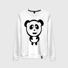 Женский свитшот хлопок с принтом Милая панда в Санкт-Петербурге, 100% хлопок | прямой крой, круглый вырез, на манжетах и по низу широкая трикотажная резинка  | panda | животное | зверушка | зверь | медведь | медвежонок | мишка | мишутка