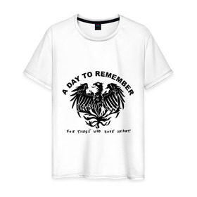 Мужская футболка хлопок с принтом A day to remember в Санкт-Петербурге, 100% хлопок | прямой крой, круглый вырез горловины, длина до линии бедер, слегка спущенное плечо. | hardcore | птица | символика a day to remember