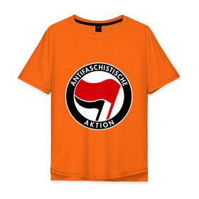 Мужская футболка хлопок Oversize с принтом Antifa (1) в Санкт-Петербурге, 100% хлопок | свободный крой, круглый ворот, “спинка” длиннее передней части | antifa | антифа | антифашизм | антифашистское движение | знак антифа | против фашизма | фашизм